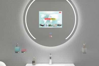 Der Fernseher im Badezimmerspiegel auf gadgetzone.de
